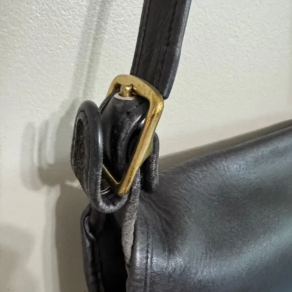 Coach 9525 Vintage Old Stewardess Black Leather Shoulder Bag - Picture 5 of 11